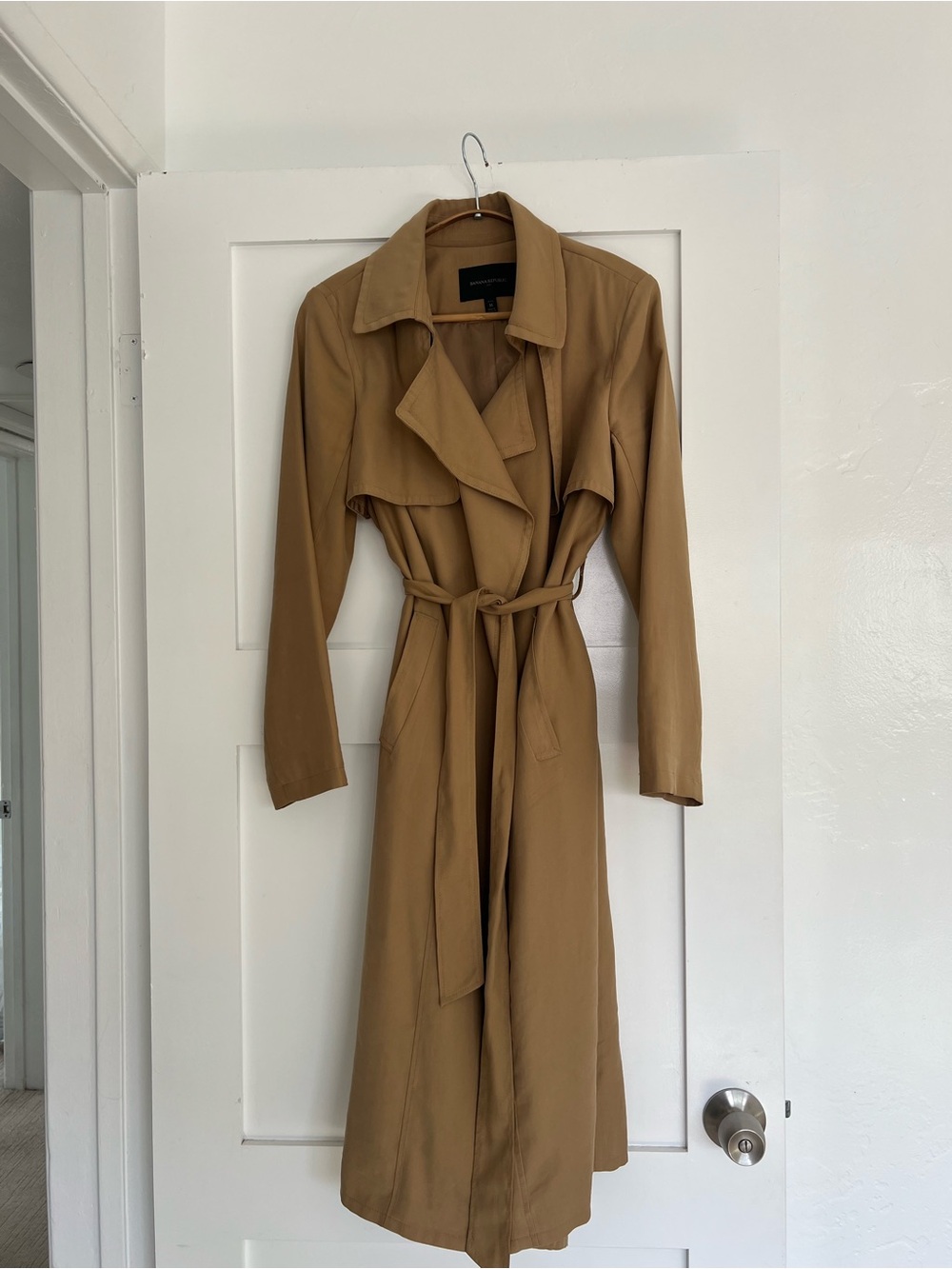 Classic Tan Trench Dress with Tie Belt